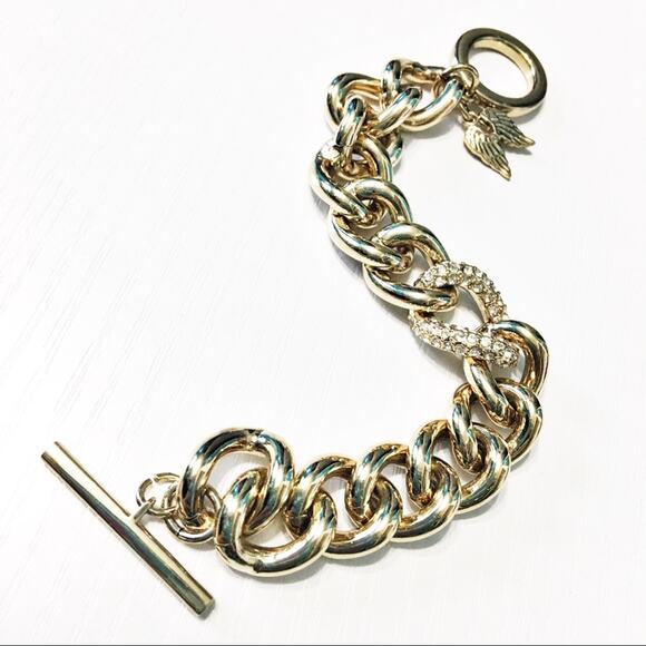 Victoria's Secret Pave Crystal Gold Link Bracelet - Picture 3 of 4